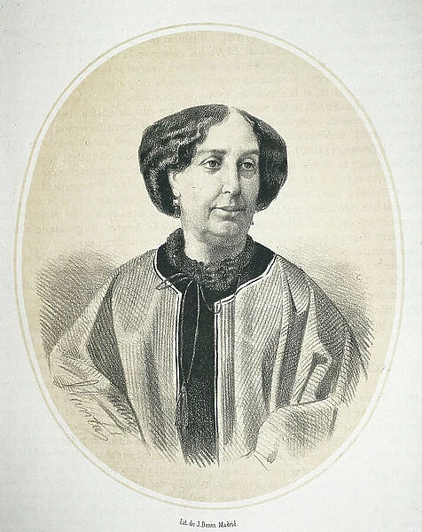 Portrait of George Sand, 19th century (engraving)