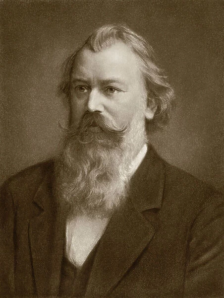 Portrait of Johannes Brahms (1833-1897) German composer - Photogravure d'un portrait 19th century - Composer Johannes Brahms - Photogravure reproduction of a 19th-century portrait