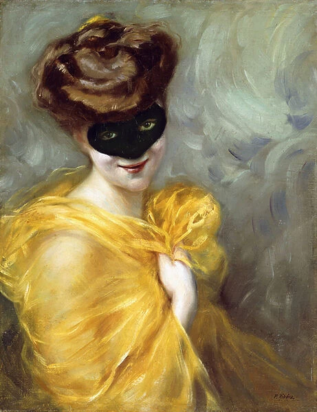 Portrait of a Lady with a Mask (oil on canvas)