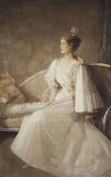 Portrait of a Lady seated on a Sofa, c. 1900 (oil on canvas)