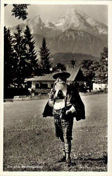 Portrait of a man in costume, Berchtesgaden, Upper Bavaria (postcard)