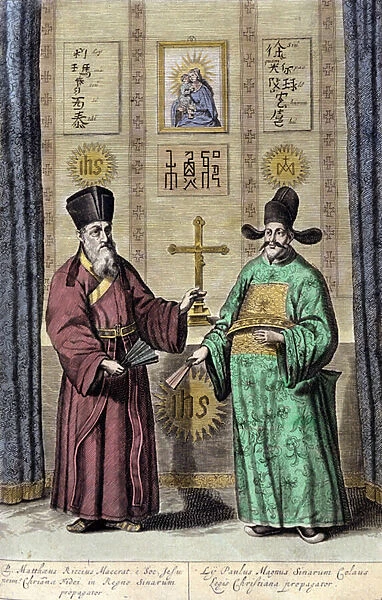 Portrait of Matteo Ricci (left), Italian Jesuite and Paul Ly