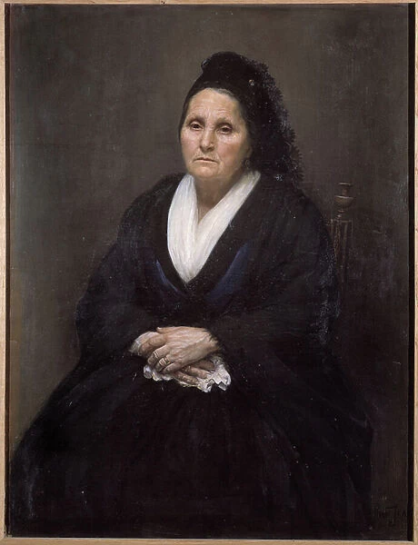 Portrait of old Provencal woman She is in mourning. Anonymous painting of the 19th century. Musee Ziem, Martigues