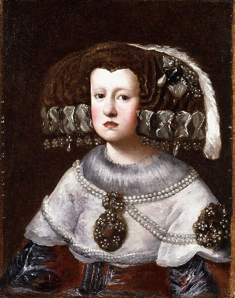 Portrait of Queen Mariana of Austria, small half-length, (oil on canvas)