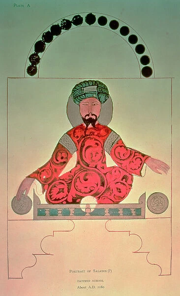 Portrait of Saladin (1138-93) (colour litho)