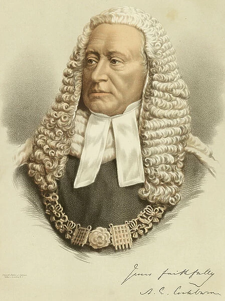 Portrait of Sir Alexander James Edmund Cockburn, 12th Baronet (24 September 1802 - 20 November 1880). 19th century (tinted lithograph)