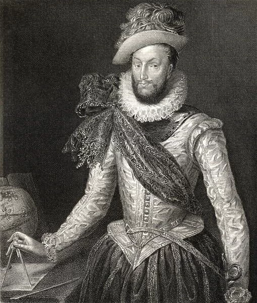 Portrait of Sir Walter Raleigh (1554-1618) from Lodges British Portraits
