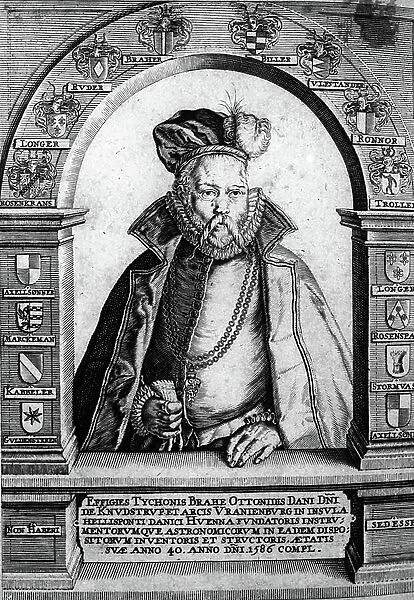 Portrait of Tycho Brahe (1546-1601) Danish astronomer and astrologer - Engraving of the 18th century