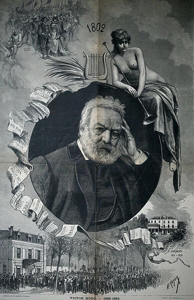 Portrait of Victor Hugo - published in 'Le Petit Journal', Title 'La Fete de Victor Hugo', 1881 (engraving)