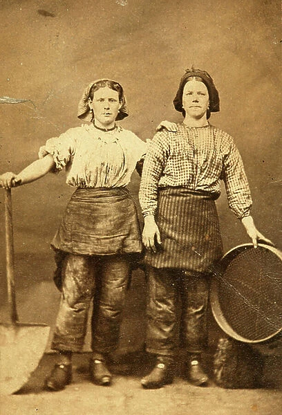 Portrait of two workers at the Tredegar Iron Works, Wales, 1865 (albumen print)