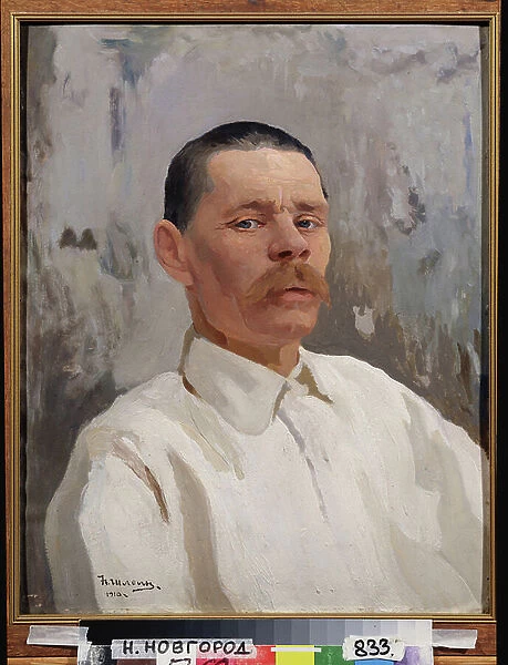 Portrait of the writer Maxime Gorki (Gorky) (1868-1939), 1910 (oil on canvas)