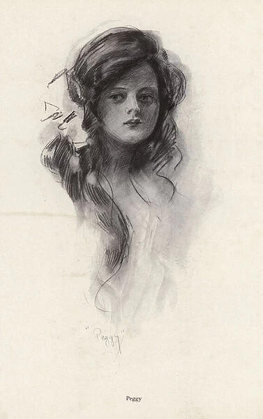 Portrait of a young girl named Peggy (litho)