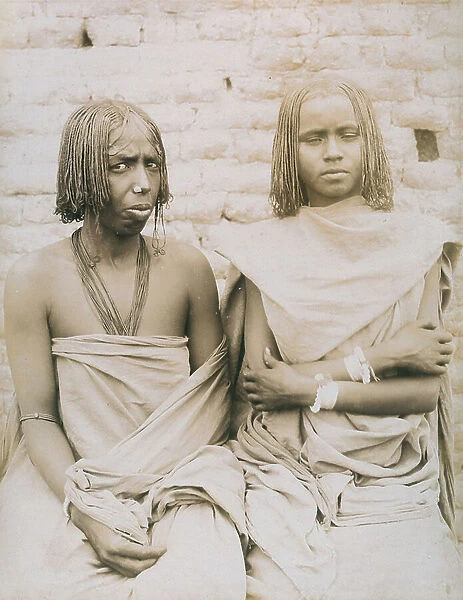 Portrait of two young native women in northern Egypt, 1885 (print on double-weight paper)