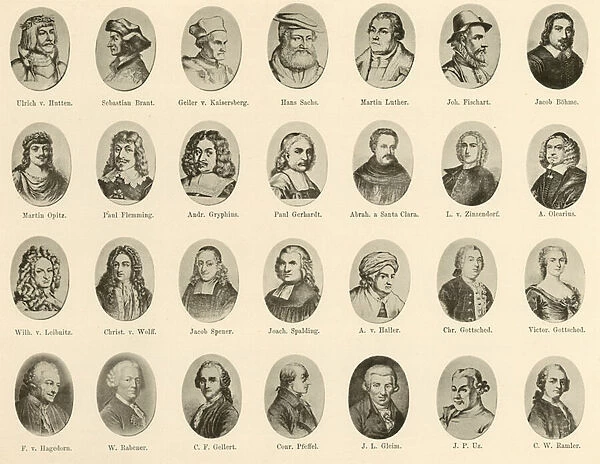 Portraits of famous Germans from Ritter vom Deutschen Geiste (litho)