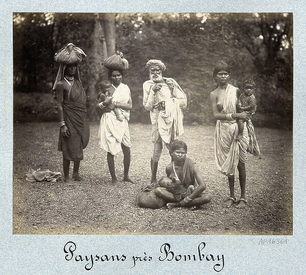 Portraits of peasants near Bombay (India) - Photograph second half of the 19th century