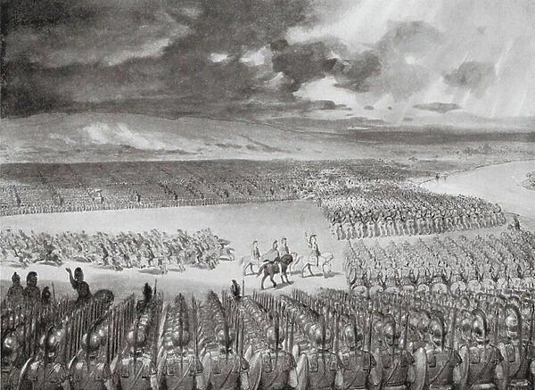 Porus awaits the Attack of Alexander, July 326 BC (litho)