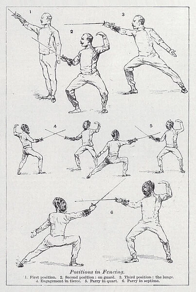Positions in fencing (litho)