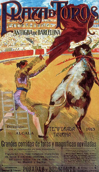 Poster advertising the 1913 bullfighting season in the old arenas of Barcelona, 1913 (poster)