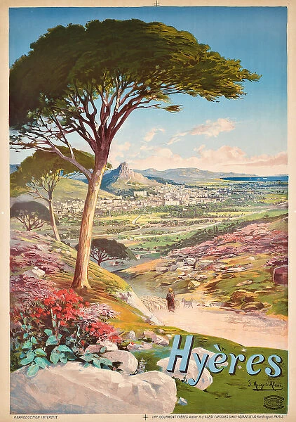 Poster advertising Hyeres, France, 1900 (colour lithograph)