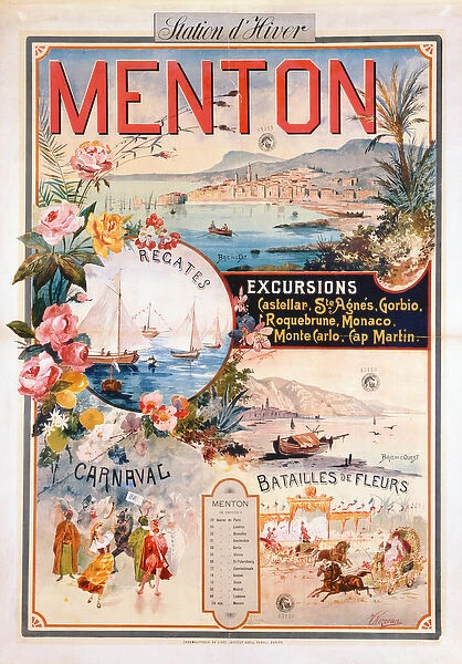 Poster advertising Menton as a Winter Resort (chromolitho)