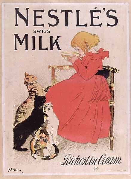 Poster Advertising Nestles Swiss Milk, late 19th century (colour engraving)