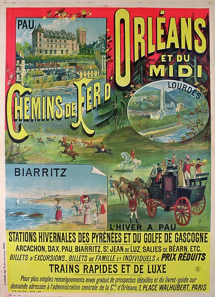 Poster advertising the railways of Orleans and Midi, France (colour litho)