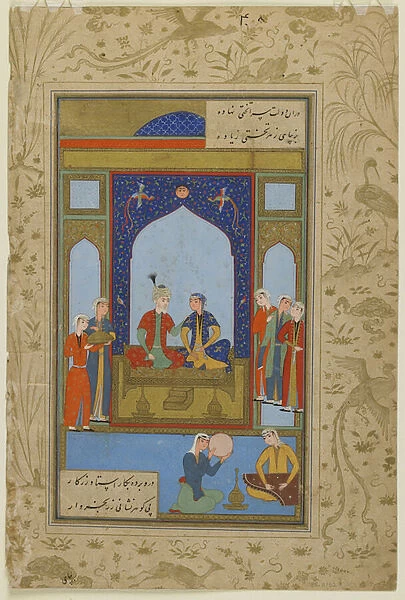 Potiphar and Zulaykha enthroned from Yusuf and Zulaykha