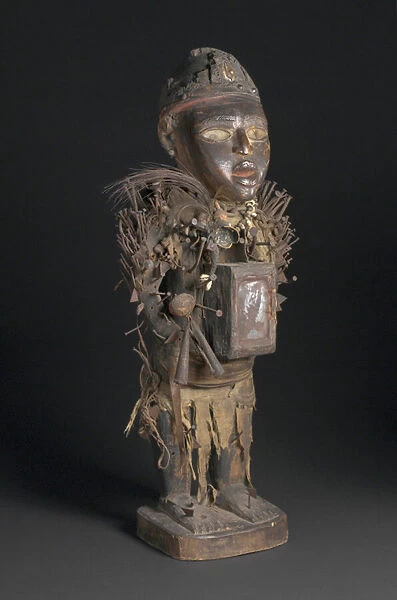 Power Figure (Nkisi Nkondi), early-mid-19th century (wood, metal, glass, fabric, fibre