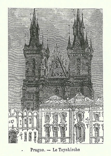 Prague, Le Teynkirche (engraving)