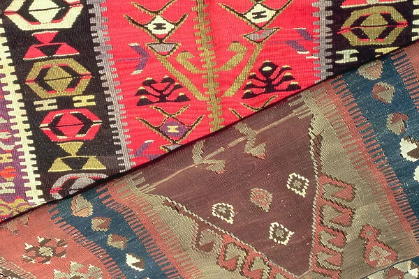 Detail of two prayer rugs (textile)