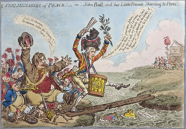 Preliminaries of Peace, or John Bull and his Little Friends Marching to Paris