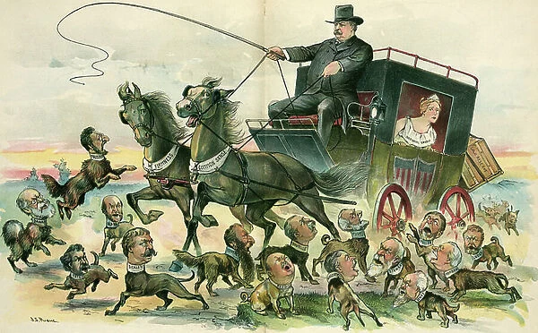 President Cleveland driving a stagecoach, 1895