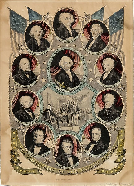 The Presidents of the United States, publlished by N. Currier, New York, c. 1844 (litho)