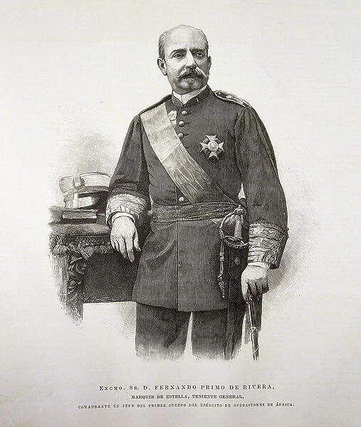 PRIMO DE RIVERA, Fernando (1831-1921). Spanish military man and politician (engraving)