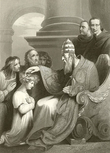 Prince Alfred before Pope Leo the III (engraving)