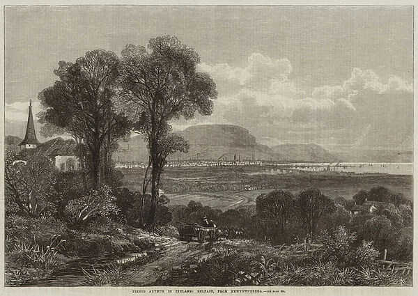 Prince Arthur in Ireland, Belfast, from Newtownbreda (engraving)