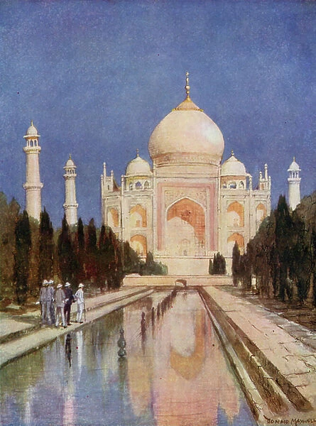 The Prince at the Taj Mahal (colour litho)