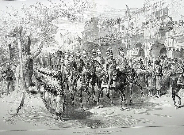 The Prince of Wales at Delhi: the Chandry Chowk, 1911 (litho)