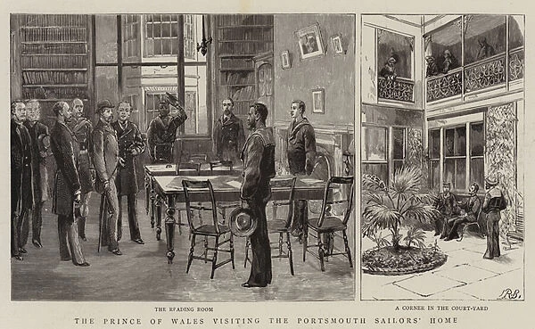 The Prince of Wales visiting the Portsmouth Sailors Home (engraving)