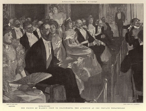 The Prince of Waless Visit to Chatsworth, the Audience at the Private Theatricals (litho)