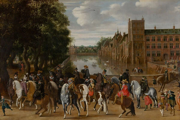 The Princes of Orange and their Families on Horseback, Riding Out from The Buitenhof
