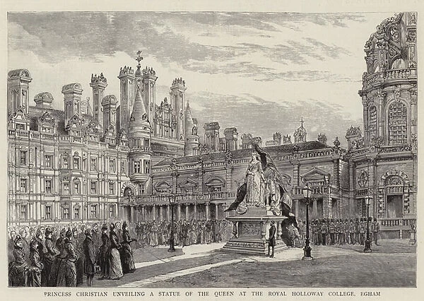 Princess Christian unveiling a Statue of the Queen at the Royal Holloway College, Egham (engraving)