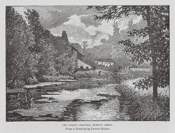 The Priory Grounds, Merton Abbey (engraving)