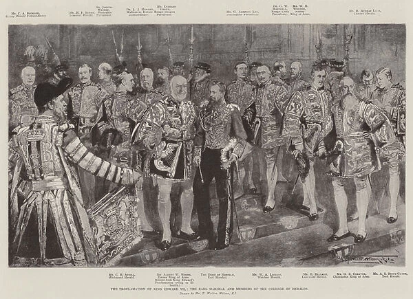 The Proclamation of King Edward VII, the Earl Marshal and Members of the College of Heralds (litho)