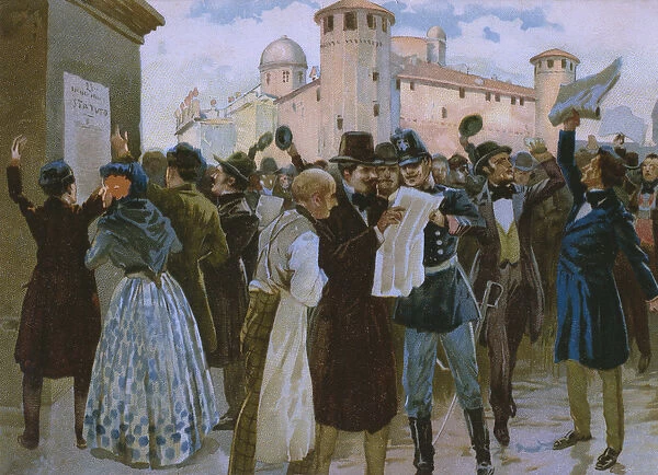 Proclamation of the results of the plebiscite of 4th March 1848 before Palazzo Reale in