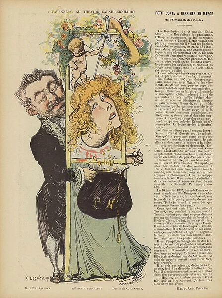 Production of Henri Lavetans play Varennes at the Theatre Sarah Bernhardt. Illustration for Le Rire (colour litho)