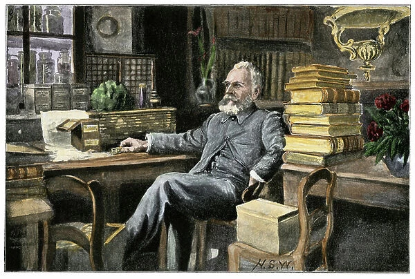 Professor Ernest Haeckel in his study, Jena University, Germany
