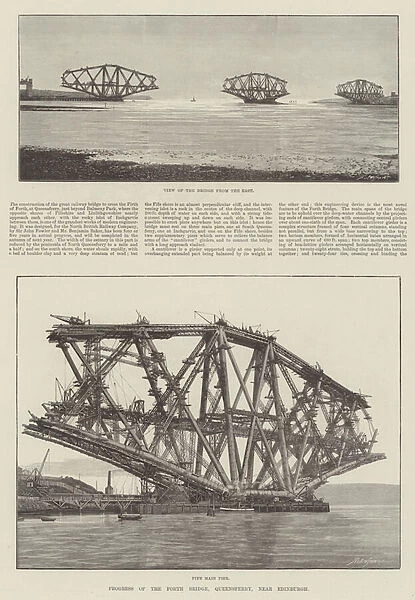 Progress of the Forth Bridge, Queensferry, near Edinburgh (engraving)