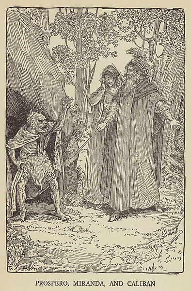 Prospero, Miranda, and Caliban (litho)