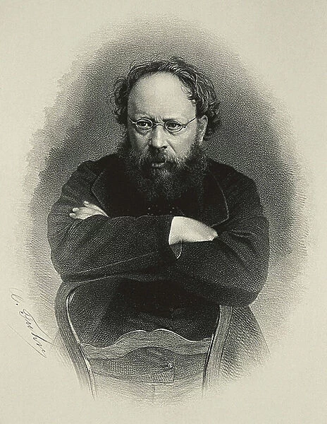 Proudhon, Pierre-Joseph (1809-1865). French socialist theoretician and economist. Litography